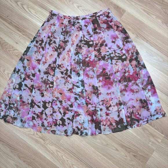 Womens Skirt Petite 8 Soft Petal Pink Floral Fairy Romantic Cottagecore Pleated - Picture 3 of 7